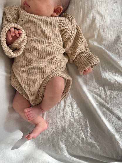 BABY Sprinkle Knit Romper / Burlywood